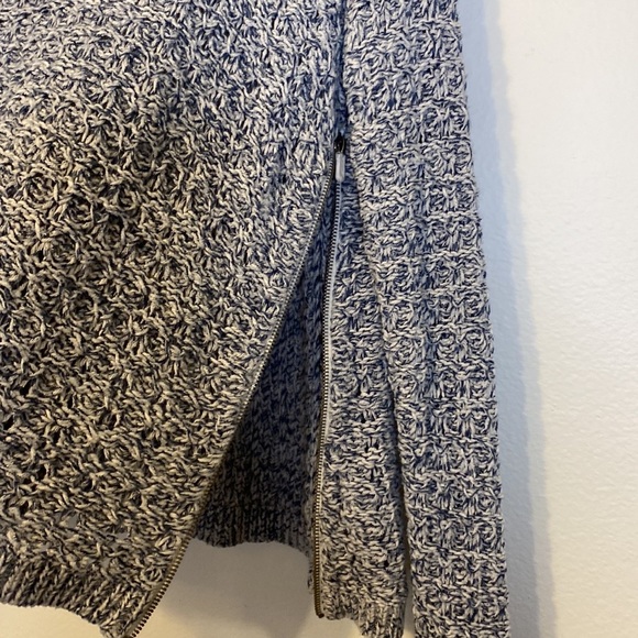 Moth Anthropologie open stitch blue marbled crew neck sweater with sid… - Picture 7 of 9